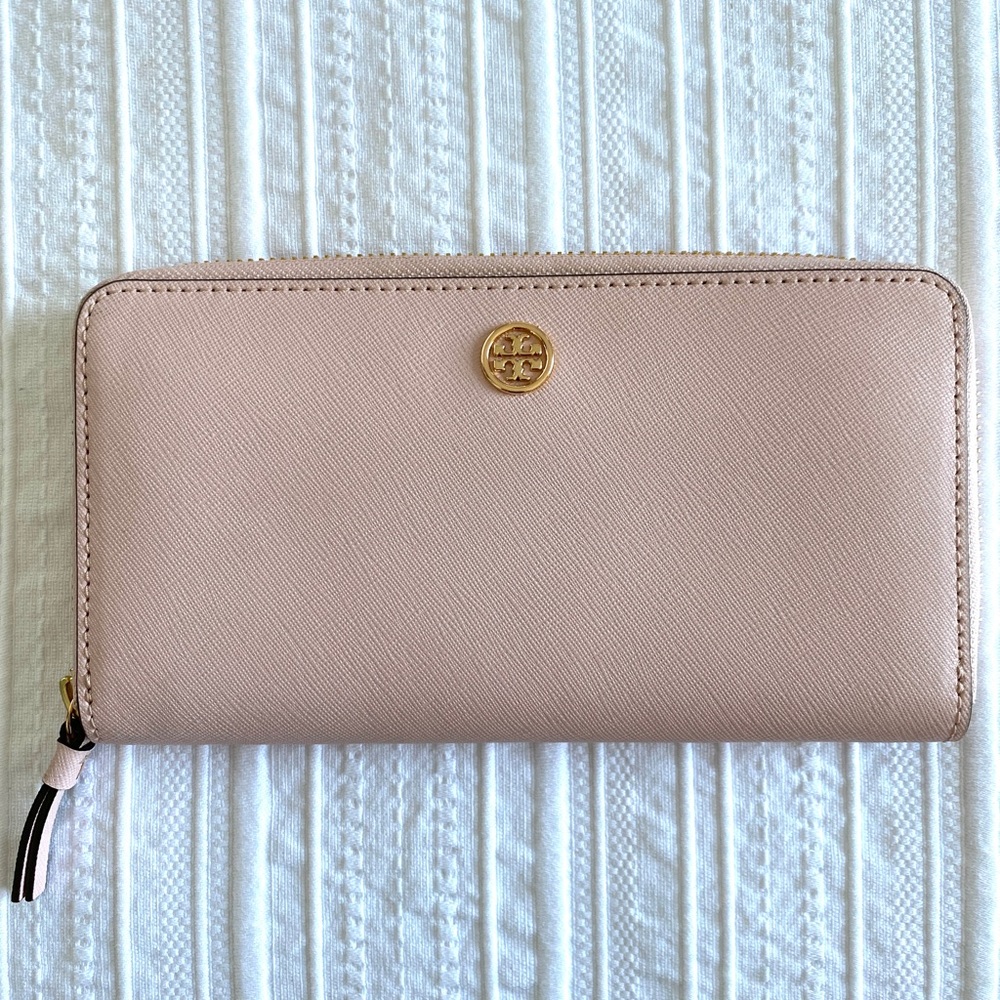 Tory Burch Pink Wallet with Gold Logo